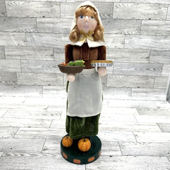 NBC Trading Inc. 14" Tall Wooden Female Pilgrim Nutcracker - Picture 1 of 10